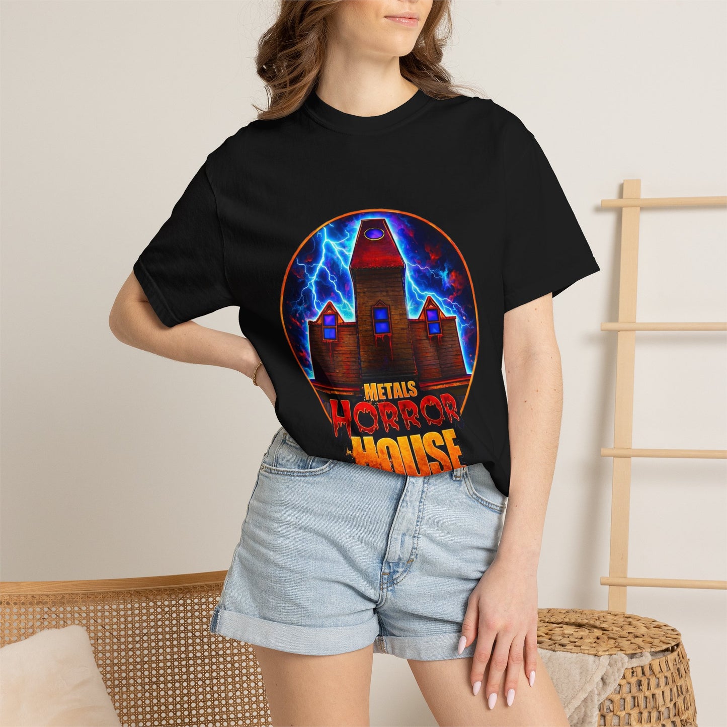 Horror House Retro Graphic T-Shirt — Haunted Mansion Lightning Concert Tee