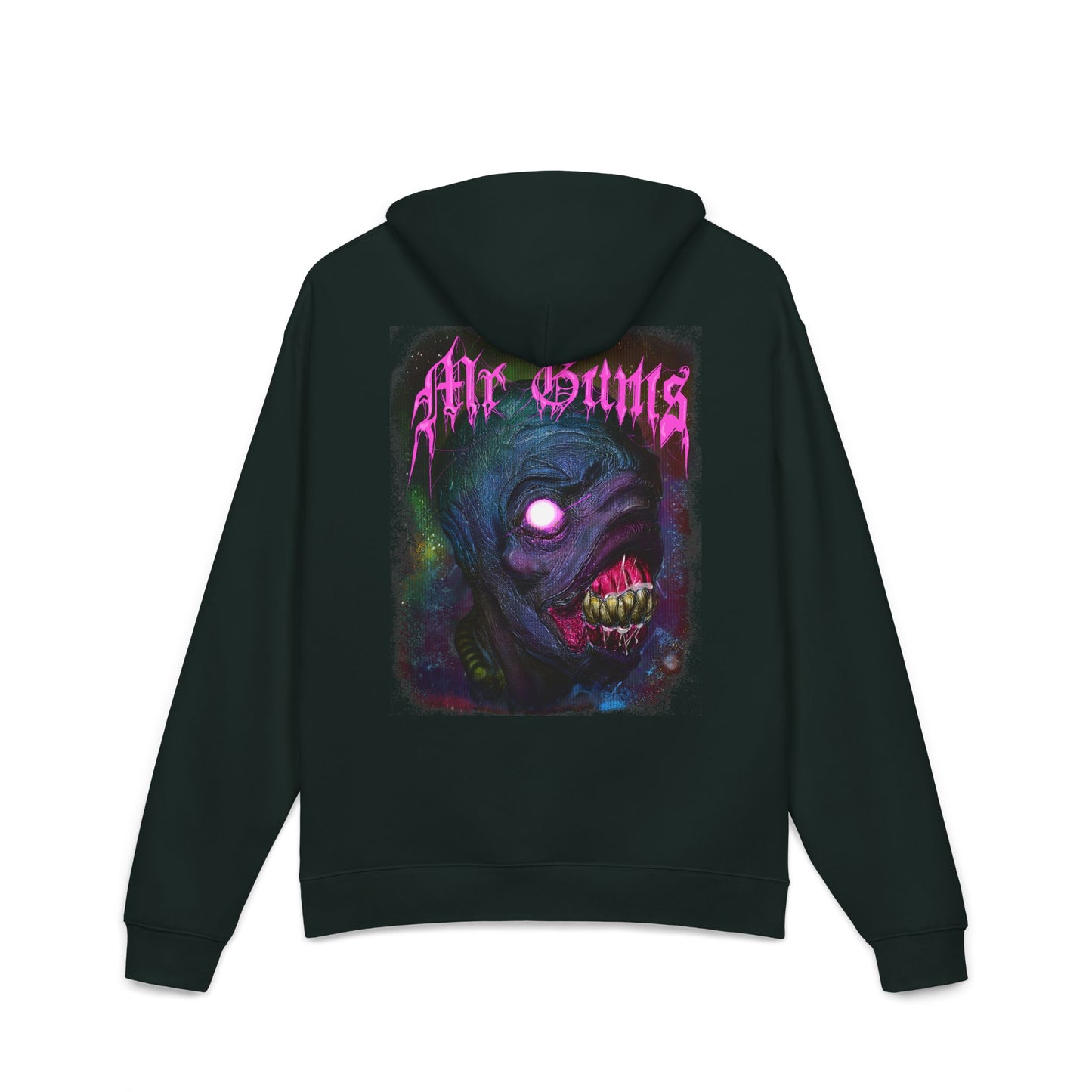Horror Graphic Hoodie — 'Mr Gums' Neon Monster Back Print